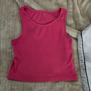 SHEIN Pink Fitted Sleeveless Crop Tank Top